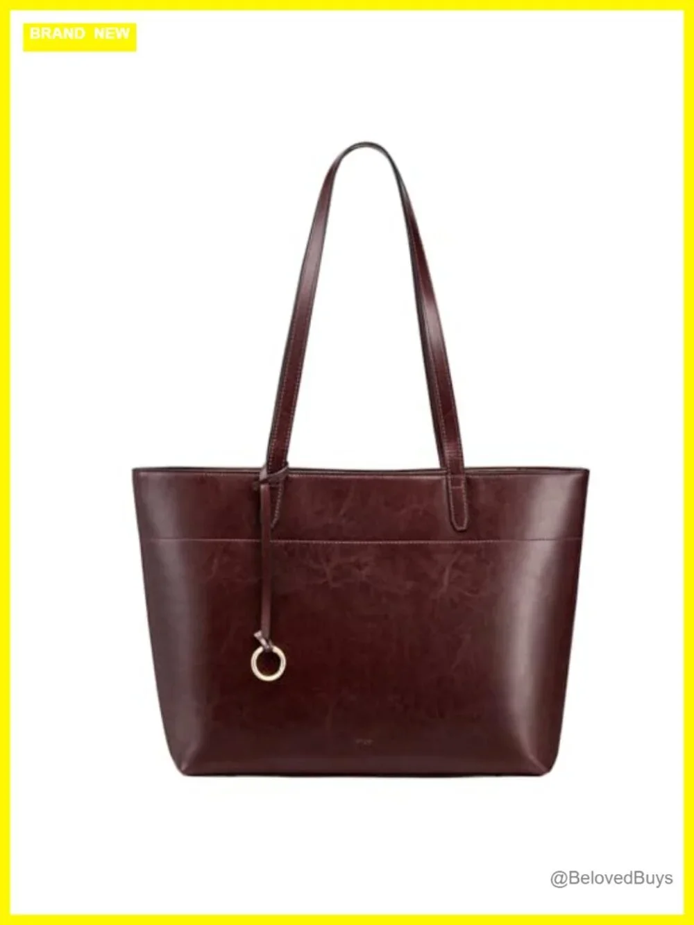 Genuine Leather Work Tote with Zip Compartment, Spacious for Laptop